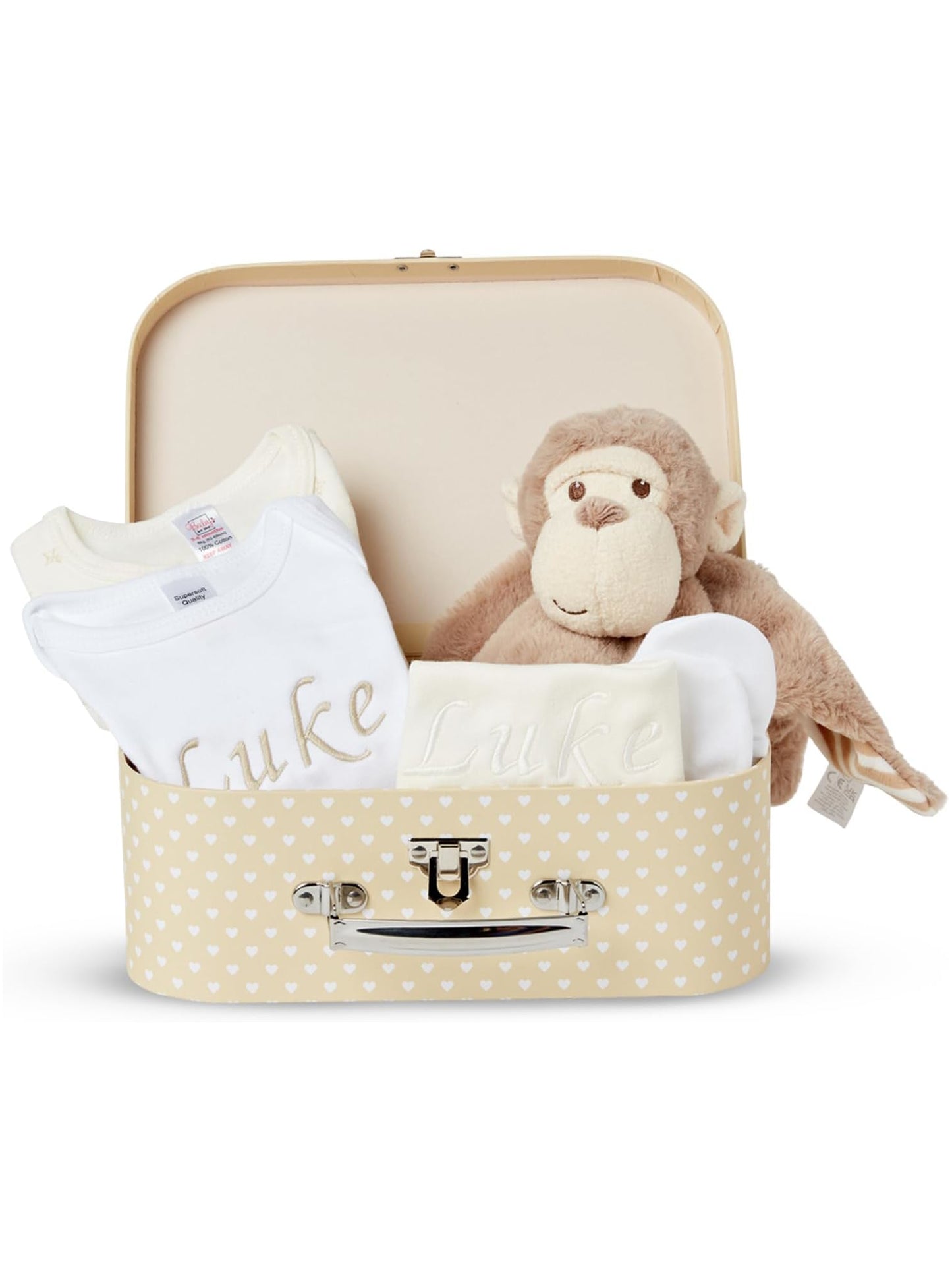 Personalised Baby Gift Set – 1 x Cream Hamper with 2 x Customised Items