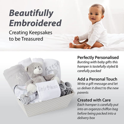 Baby Gift Set – Baby Gift Baskets Newborn Essentials in Grey Tray ellabellaboo