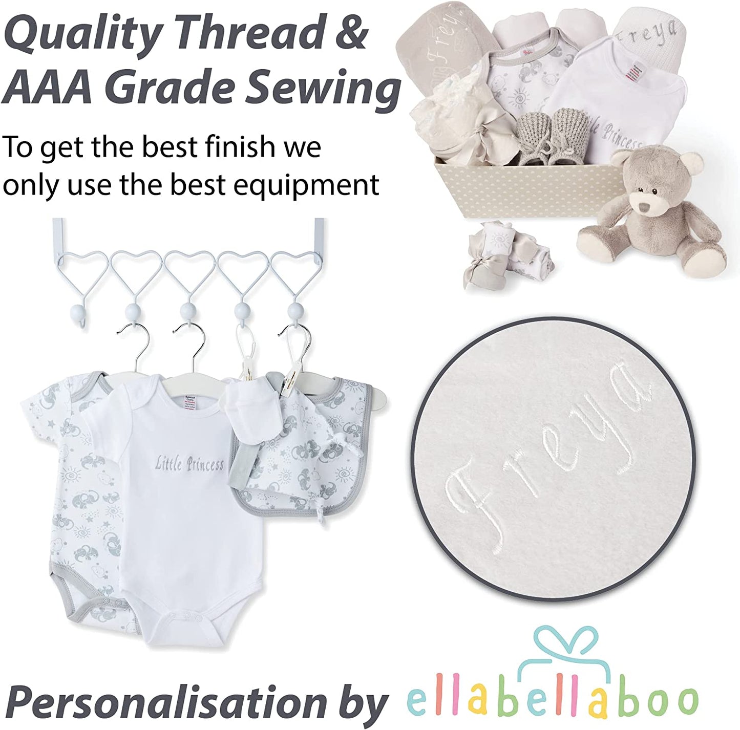 Baby Gift Set – Baby Gift Baskets Newborn Essentials in Grey Tray ellabellaboo