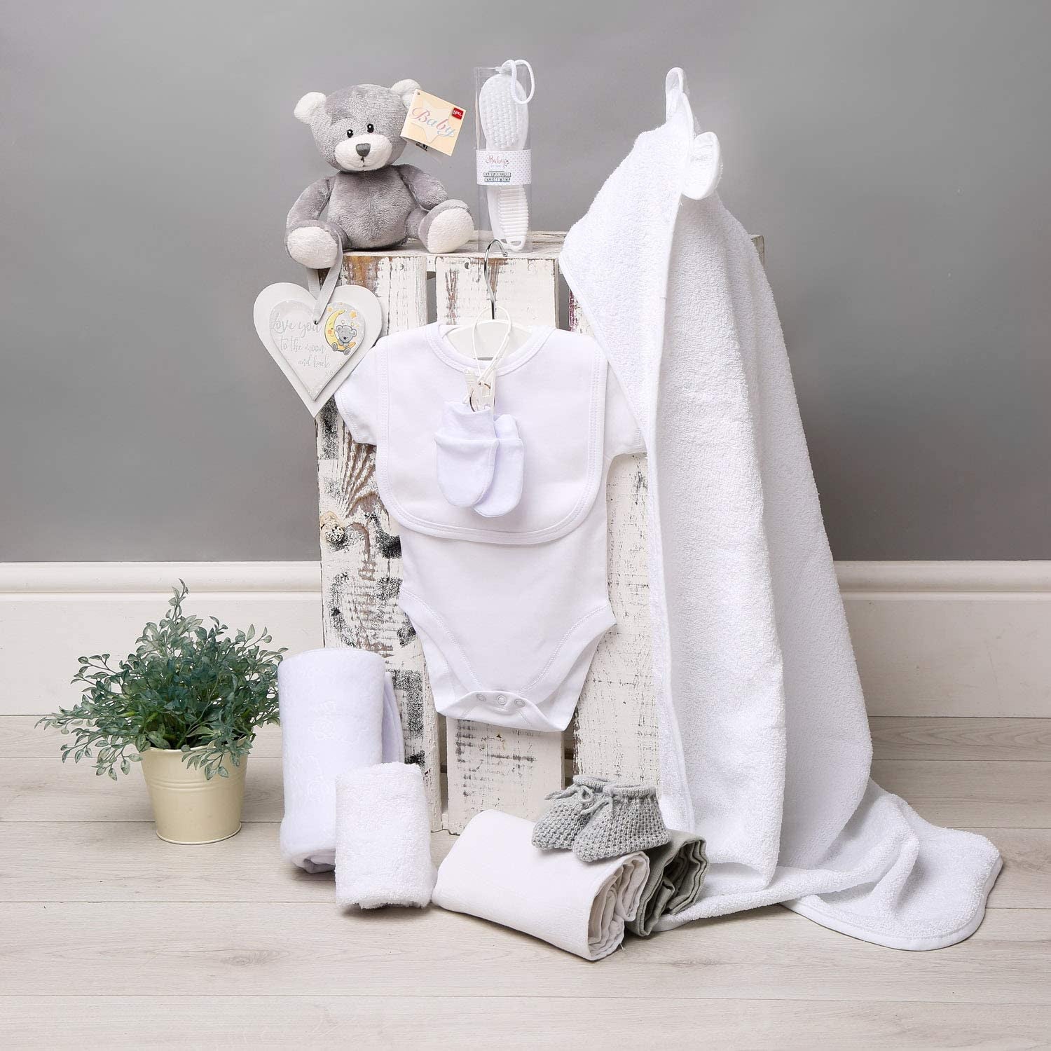 Baby Gift Set – Baby Gift Baskets Newborn Essentials in Grey Tray