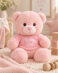 Pink , KEEL-P , Hero Shot ,

Pink teddy bear soft toy with embroidered facial features and an embroidered Baby Girl t-shirt