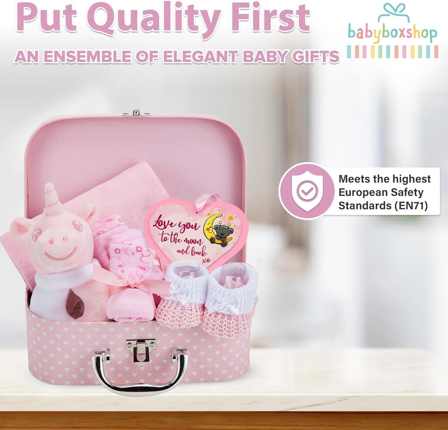 Baby Gift Set - Baby Hamper Newborn Essentials in Small Pink Case