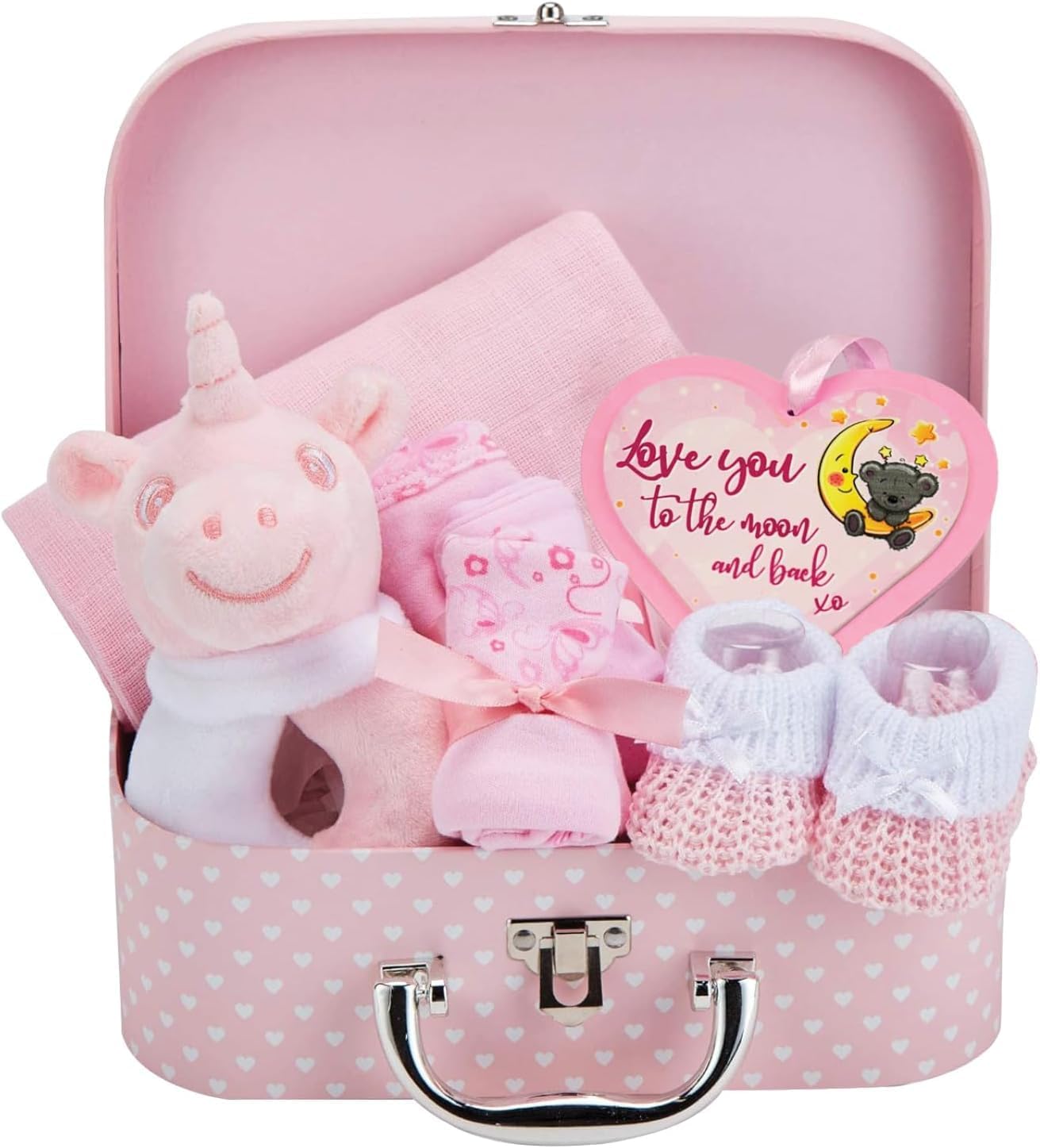 Baby Gift Set - Baby Hamper Newborn Essentials in Small Pink Case