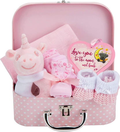 Baby Gift Set - Baby Hamper Newborn Essentials in Small Pink Case