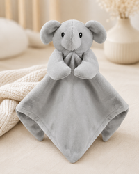 Grey - 9PZ01-G - Close-up of the grey elephant comforter from the nursery gift set