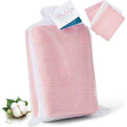 100% Cotton Muslin Cloths Baby Essentials 2 x Pink 1 x White (Pack of 3)