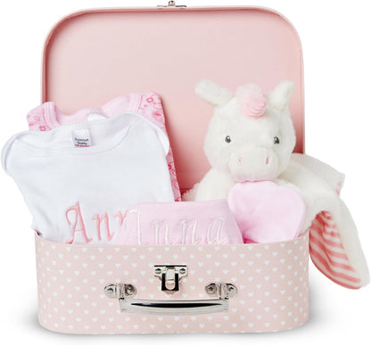 Personalised Baby Gift Set – Keepsake Box Filled with Newborn Essentials (Pink)