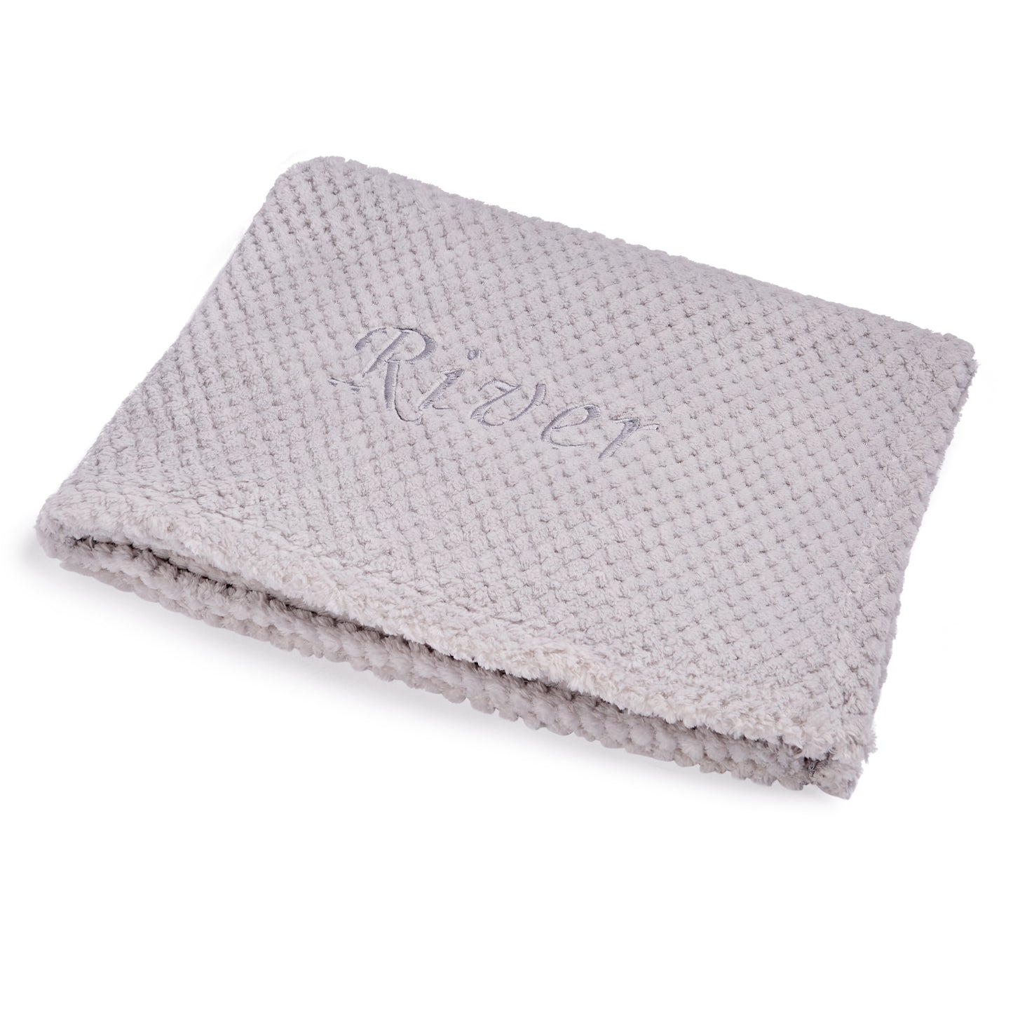 Personalised Baby Blanket - Embroidered Waffle Blanket (Grey)