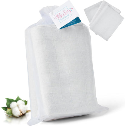 100% Cotton Muslin Cloths Unisex Baby Essentials 3 x White (Pack of 3)