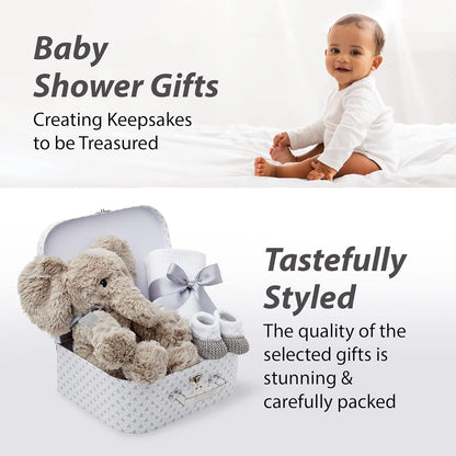 Unisex Baby Gift Set - Personalised White Stars Elephant