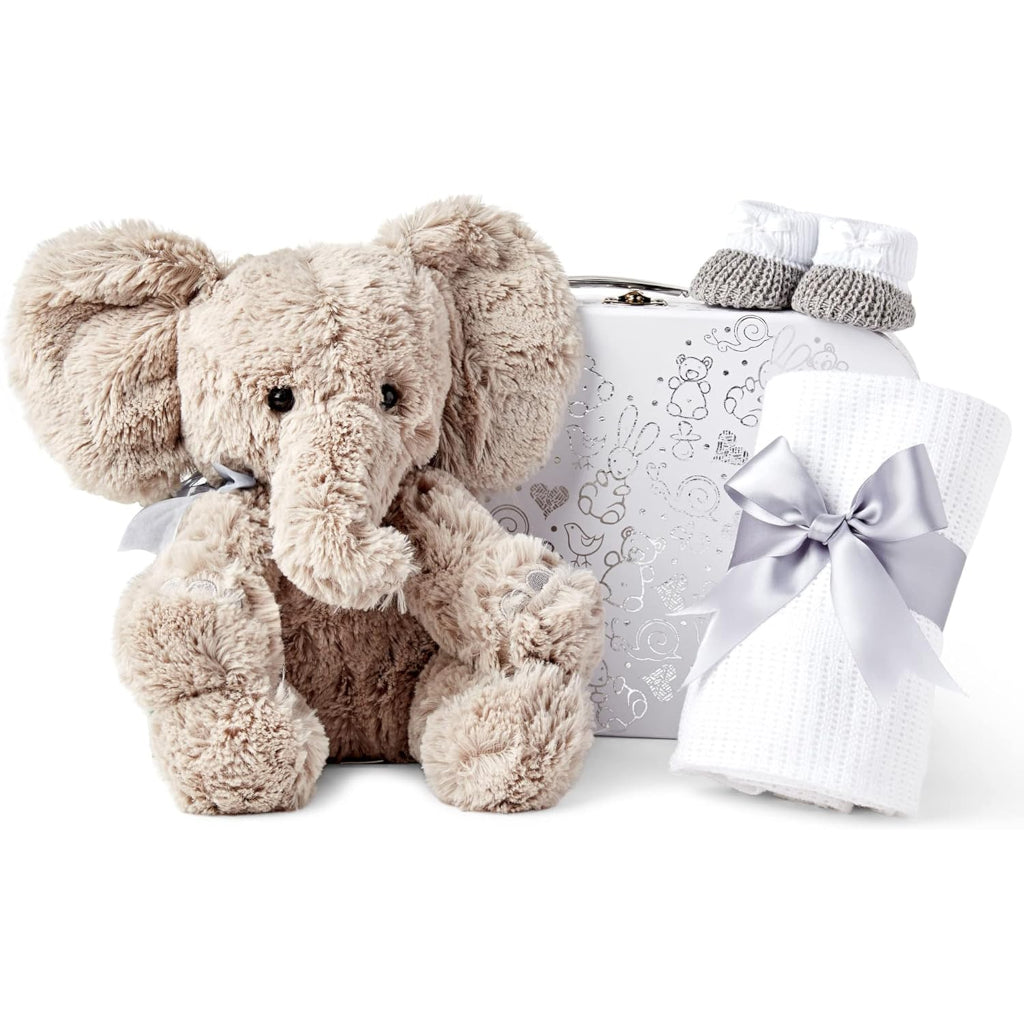 Unisex Baby Gift Set - Personalised White Stars Elephant