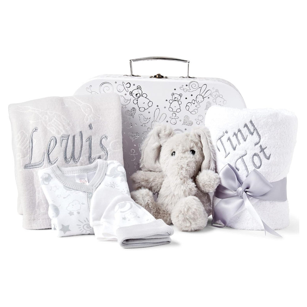 Unisex Baby Gift Set - Personalised White Stars Premature