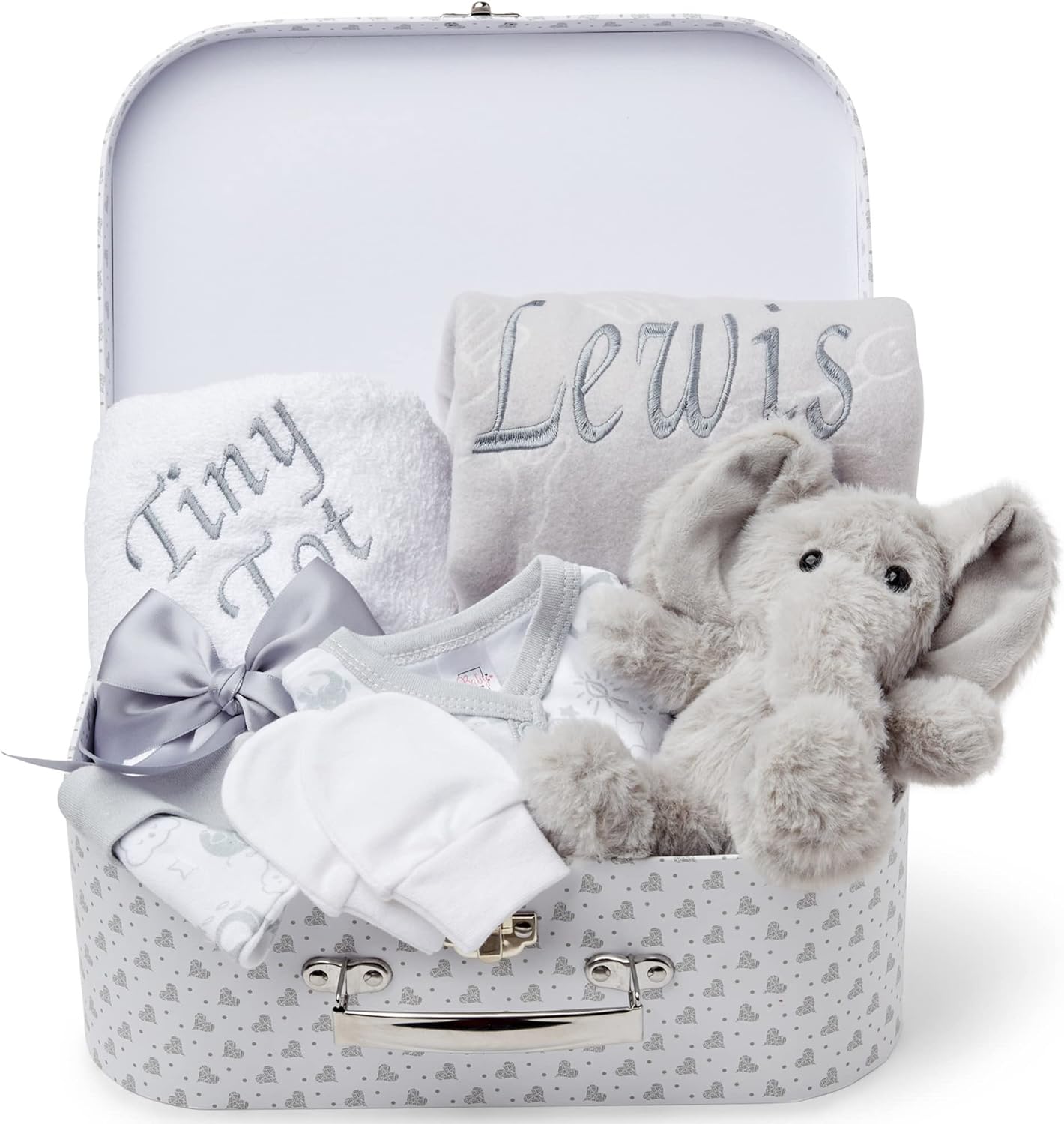 Unisex Baby Gift Set - Personalised White Stars Premature