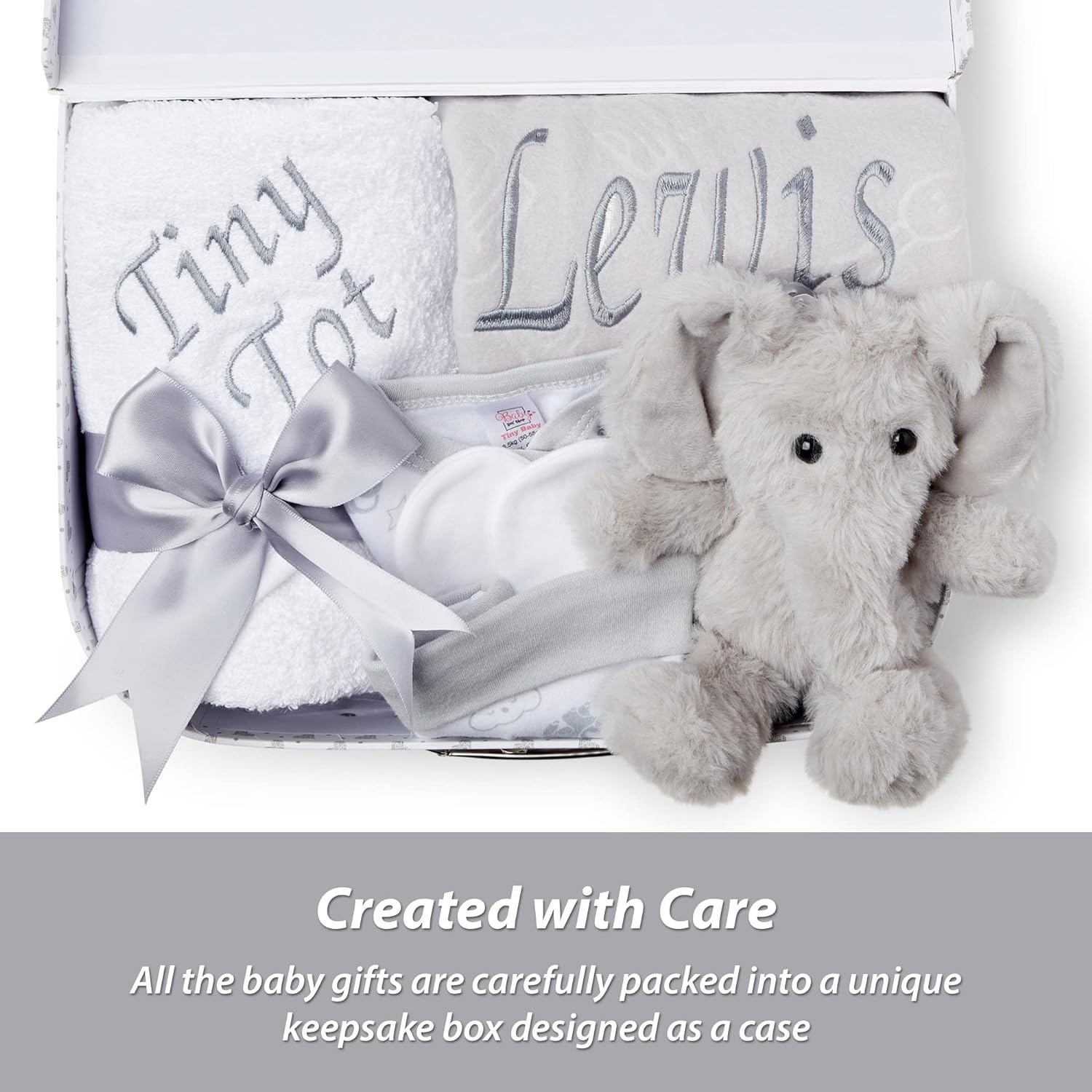 Unisex Baby Gift Set - Personalised White Stars Premature