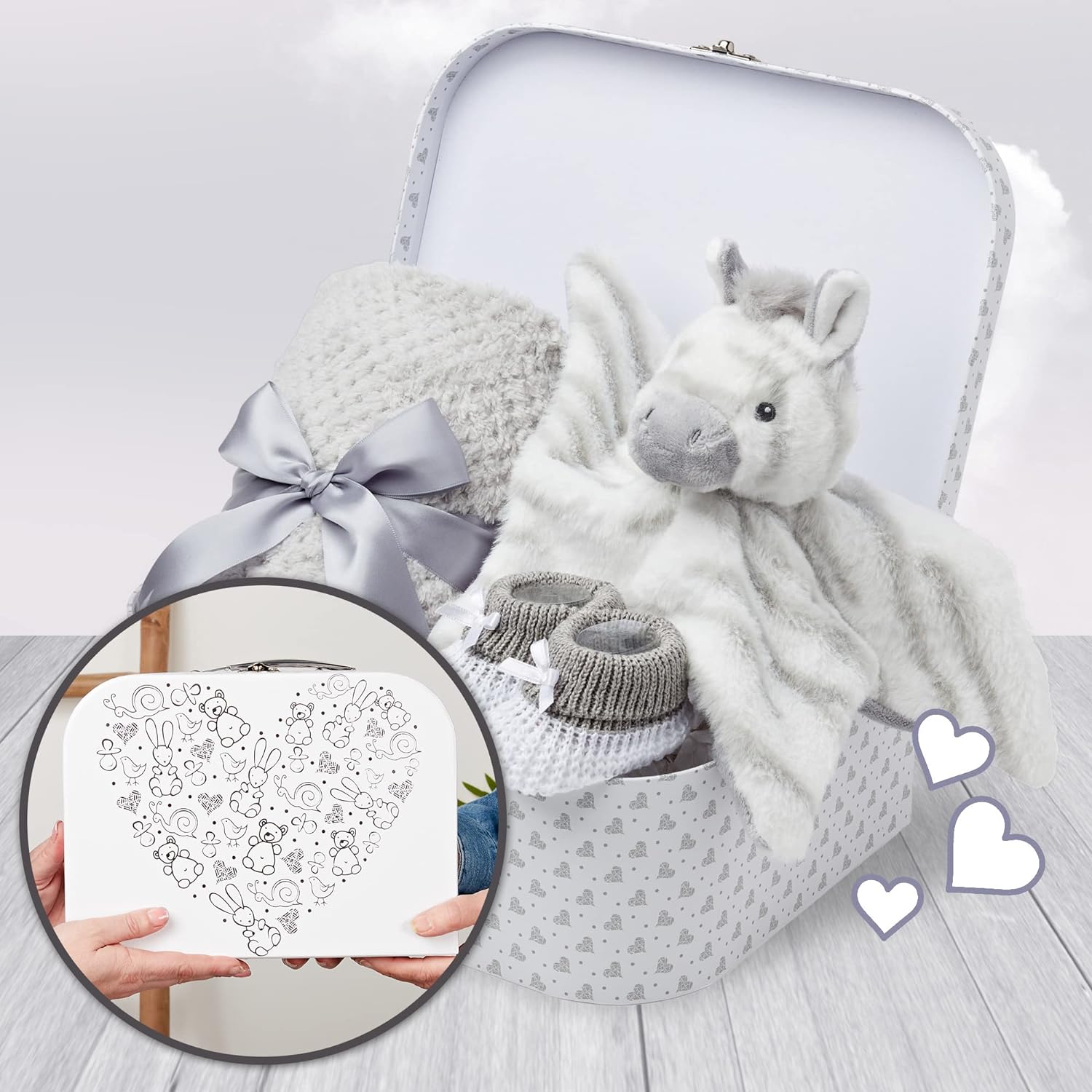 Unisex Baby Gift Set - White Stars Zebra