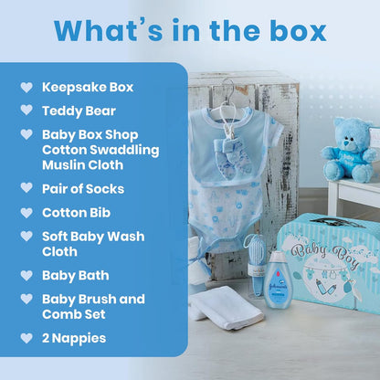 Baby Gift Set -  Keepsake Box Case Filled with Newborn Essentials (Blue)