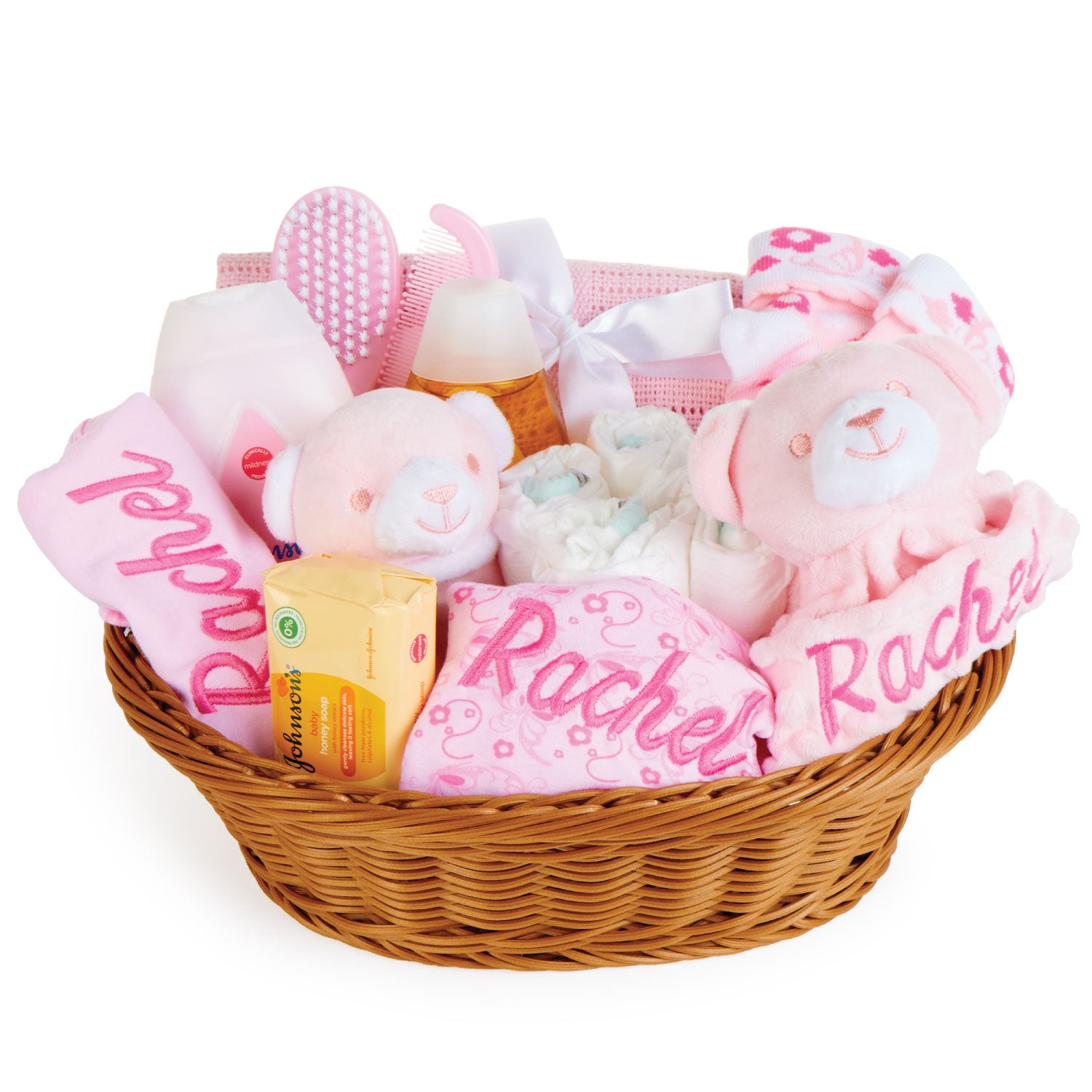 Personalised Baby Gifts – Baby Gift Baskets Full of Newborn Essentials - Pink