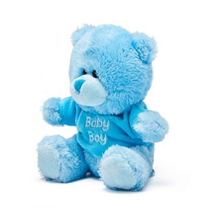 Teddy Bear – Small Blue Teddy with Baby Boy T-Shirt 15cm(6″)