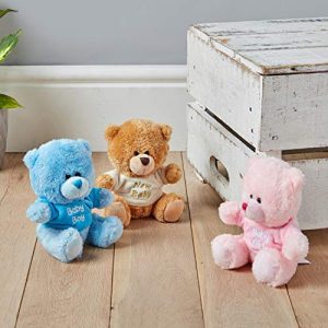Teddy Bear – Small Brown Teddy with New Baby T-Shirt 15cm(6″)