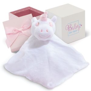 Baby Girl Gifts – Baby Comforter Pink with Unicorn in Gift Box