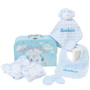 Personalised Baby Gift Set – 1 x Blue Hamper with 2 x Customised Items