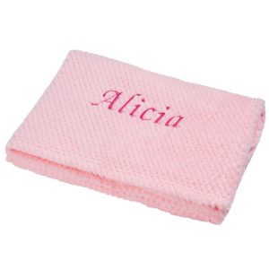 Personalised Baby Blankets – Embroidered Pink Waffle Blanket