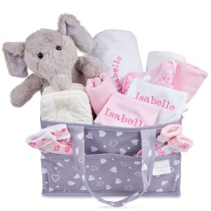 Personalised Baby Gifts – Nappy Caddy with Baby Girl Gifts