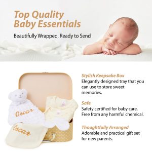 Personalised Baby Gift Set – 1 x Cream Hamper with 2 x Customised Items