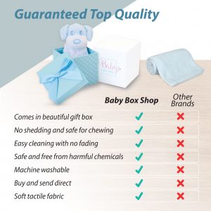 Baby Boy Gifts – Baby Comforter Blue with Puppy Head in Gift Box