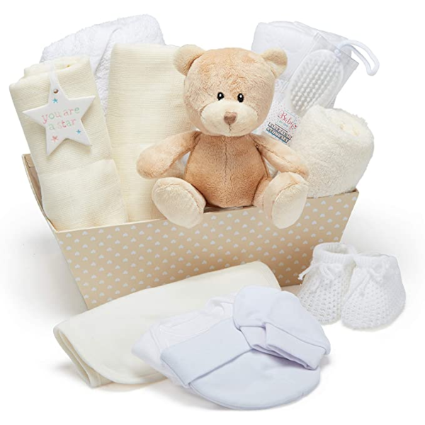 Baby Gift Set – Baby Gift Baskets Newborn Essentials in Cream Tray