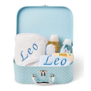 Personalised Baby Gift Set – Baby Bath Gift Hamper in Blue Case