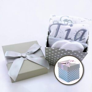 Baby Gifts – Personalised Gift Set in Grey Gift Box