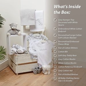Baby Gift Set – Baby Gift Baskets Newborn Essentials in Grey Tray ellabellaboo