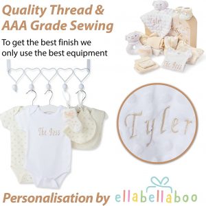 Baby Gift Set – Personalised Baby Gift Baskets Newborn Essentials in Cream Case ellabellaboo